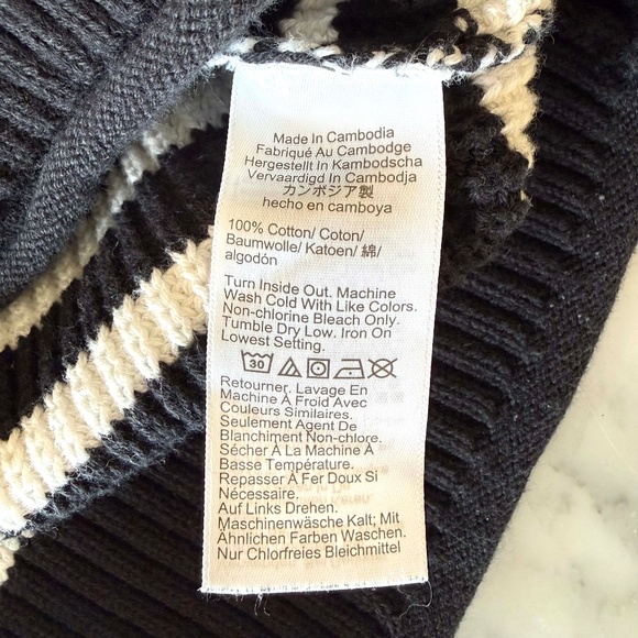 J.Crew Ribbed Button-Collar Sweater | Women’s Large | Black White Stripe - Picture 5 of 9